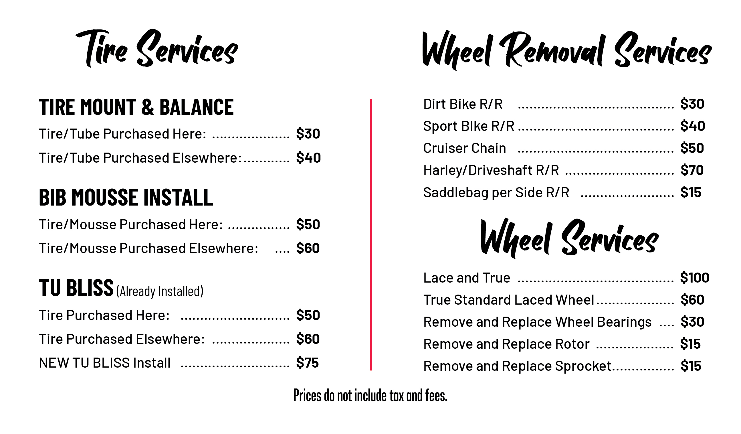 Tire and Wheel Services